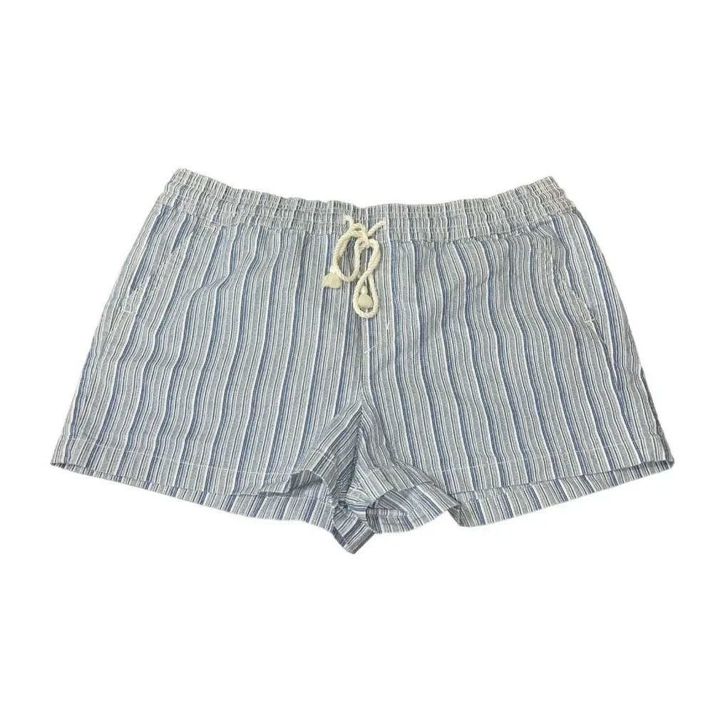 LOFT Women's XL Cotton Blend Pull On Shorts in Blue Stripe - Picture 3 of 12